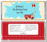 Fire Truck - Personalized Birthday Party Candy Bar Wrappers