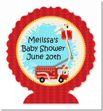 Fire Truck - Personalized Baby Shower Centerpiece Stand