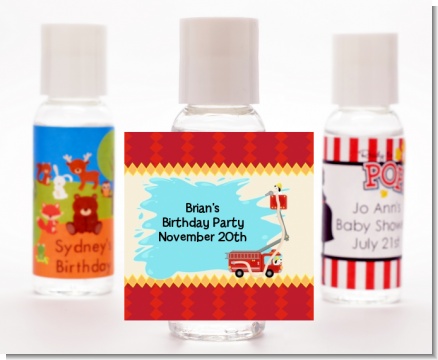 Fire Truck - Personalized Birthday Party Hand Sanitizers Favors