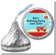 Fire Truck - Hershey Kiss Birthday Party Sticker Labels thumbnail