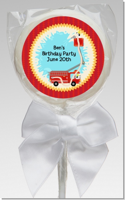 Fire Truck - Personalized Baby Shower Lollipop Favors
