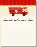 Fire Truck - Baby Shower Notes of Advice