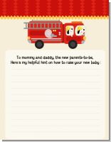 Fire Truck - Baby Shower Notes of Advice