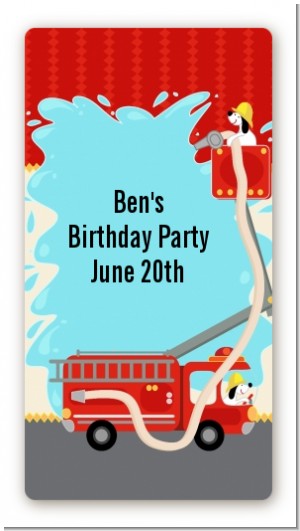 Fire Truck - Custom Rectangle Birthday Party Sticker/Labels