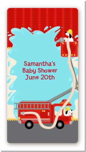 Fire Truck - Custom Rectangle Baby Shower Sticker/Labels