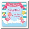 Flamingo - Square Personalized Baby Shower Sticker Labels thumbnail