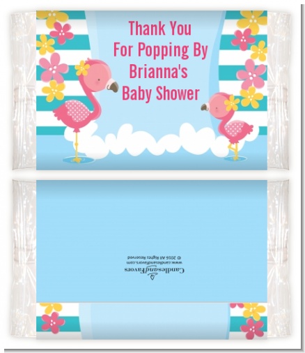 Flamingo - Personalized Popcorn Wrapper Baby Shower Favors