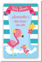 Flamingo - Custom Large Rectangle Baby Shower Sticker/Labels