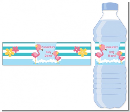 Flamingo - Personalized Baby Shower Water Bottle Labels