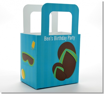 Flip Flops Boy Pool Party - Personalized Birthday Party Favor Boxes