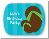 Flip Flops Boy Pool Party - Personalized Birthday Party Rounded Corner Stickers