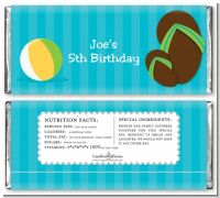Flip Flops Boy Pool Party - Personalized Birthday Party Candy Bar Wrappers