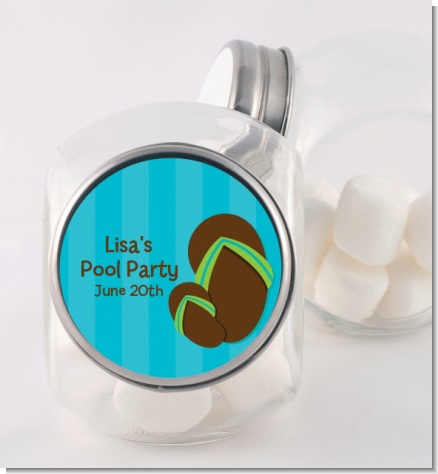 Flip Flops Boy Pool Party - Personalized Birthday Party Candy Jar