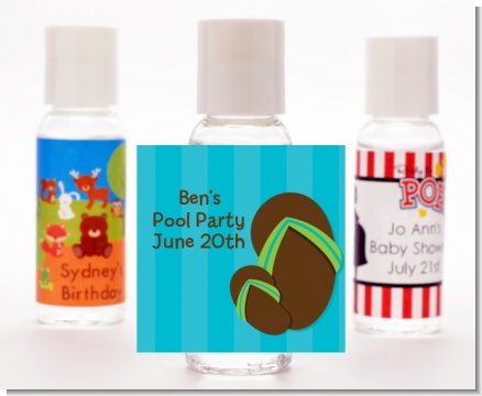 Flip Flops Boy Pool Party - Personalized Birthday Party Hand Sanitizers Favors