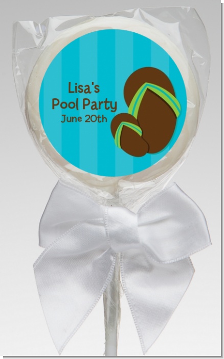 Flip Flops Boy Pool Party - Personalized Birthday Party Lollipop Favors