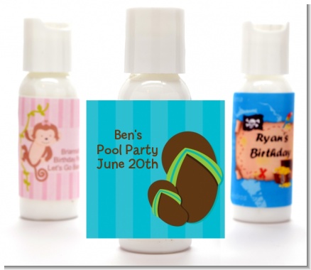 Flip Flops Boy Pool Party - Personalized Birthday Party Lotion Favors