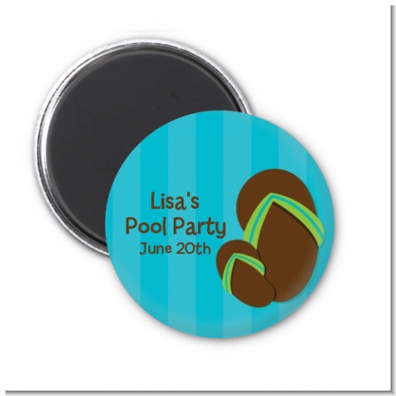 Flip Flops Boy Pool Party - Personalized Birthday Party Magnet Favors