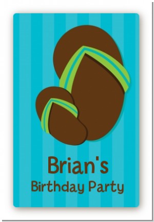 Flip Flops Boy Pool Party - Custom Large Rectangle Birthday Party Sticker/Labels