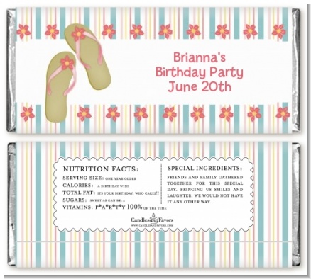 Flip Flops - Personalized Birthday Party Candy Bar Wrappers
