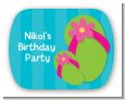 Flip Flops Girl Pool Party - Personalized Birthday Party Rounded Corner Stickers thumbnail