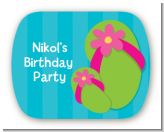 Flip Flops Girl Pool Party - Personalized Birthday Party Rounded Corner Stickers