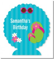 Flip Flops Girl Pool Party - Personalized Birthday Party Centerpiece Stand