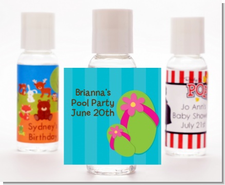 Flip Flops Girl Pool Party - Personalized Birthday Party Hand Sanitizers Favors