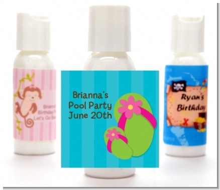 Flip Flops Girl Pool Party - Personalized Birthday Party Lotion Favors