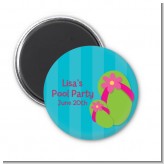 Flip Flops Girl Pool Party - Personalized Birthday Party Magnet Favors