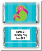 Flip Flops Girl Pool Party - Personalized Birthday Party Mini Candy Bar Wrappers