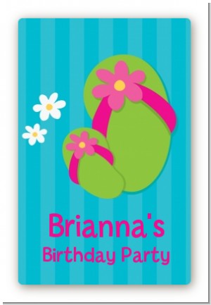 Flip Flops Girl Pool Party - Custom Large Rectangle Birthday Party Sticker/Labels