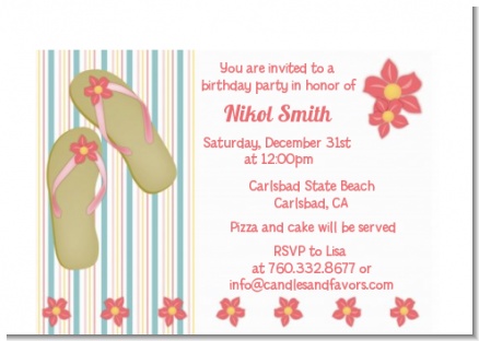 Flip Flops - Birthday Party Petite Invitations