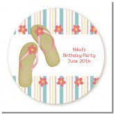 Flip Flops - Round Personalized Birthday Party Sticker Labels