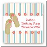 Flip Flops - Square Personalized Birthday Party Sticker Labels