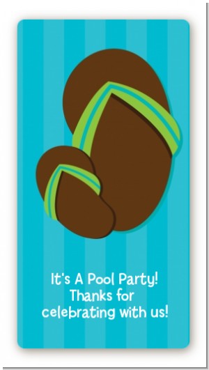 Flip Flops Boy Pool Party - Custom Rectangle Birthday Party Sticker/Labels