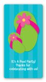 Flip Flops Girl Pool Party - Custom Rectangle Birthday Party Sticker/Labels