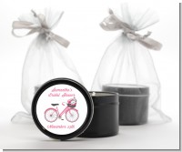 Floral Bicycle - Bridal Shower Black Candle Tin Favors