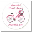 Floral Bicycle - Round Personalized Bridal Shower Sticker Labels thumbnail