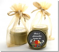 Floral Motif - Bridal Shower Gold Tin Candle Favors