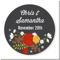 Floral Motif - Round Personalized Bridal Shower Sticker Labels