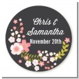 Floral Motif Pink - Round Personalized Bridal Shower Sticker Labels thumbnail
