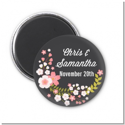 Floral Motif Pink - Personalized Bridal Shower Magnet Favors