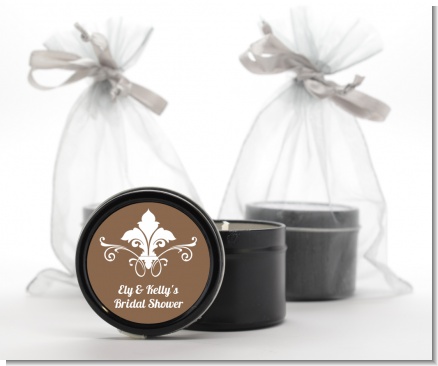 Fluer De Lis - Bridal Shower Black Candle Tin Favors