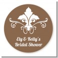 Fluer De Lis - Round Personalized Bridal Shower Sticker Labels thumbnail