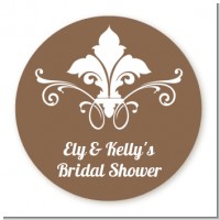 Fluer De Lis - Round Personalized Bridal Shower Sticker Labels