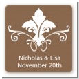 Fluer De Lis - Square Personalized Bridal Shower Sticker Labels thumbnail