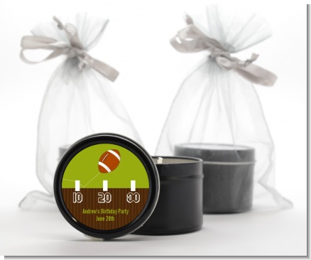 Football - Birthday Party Black Candle Tin Favors