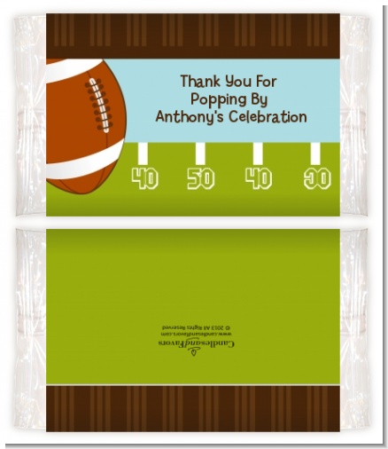 Football - Personalized Popcorn Wrapper Birthday Party Favors