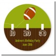 Football - Round Personalized Birthday Party Sticker Labels thumbnail