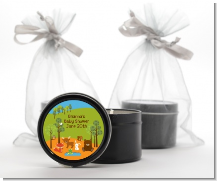 Forest Animals - Baby Shower Black Candle Tin Favors